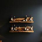 Live Edge Suar Wood Floating Wine Shelf CTIBAR25001