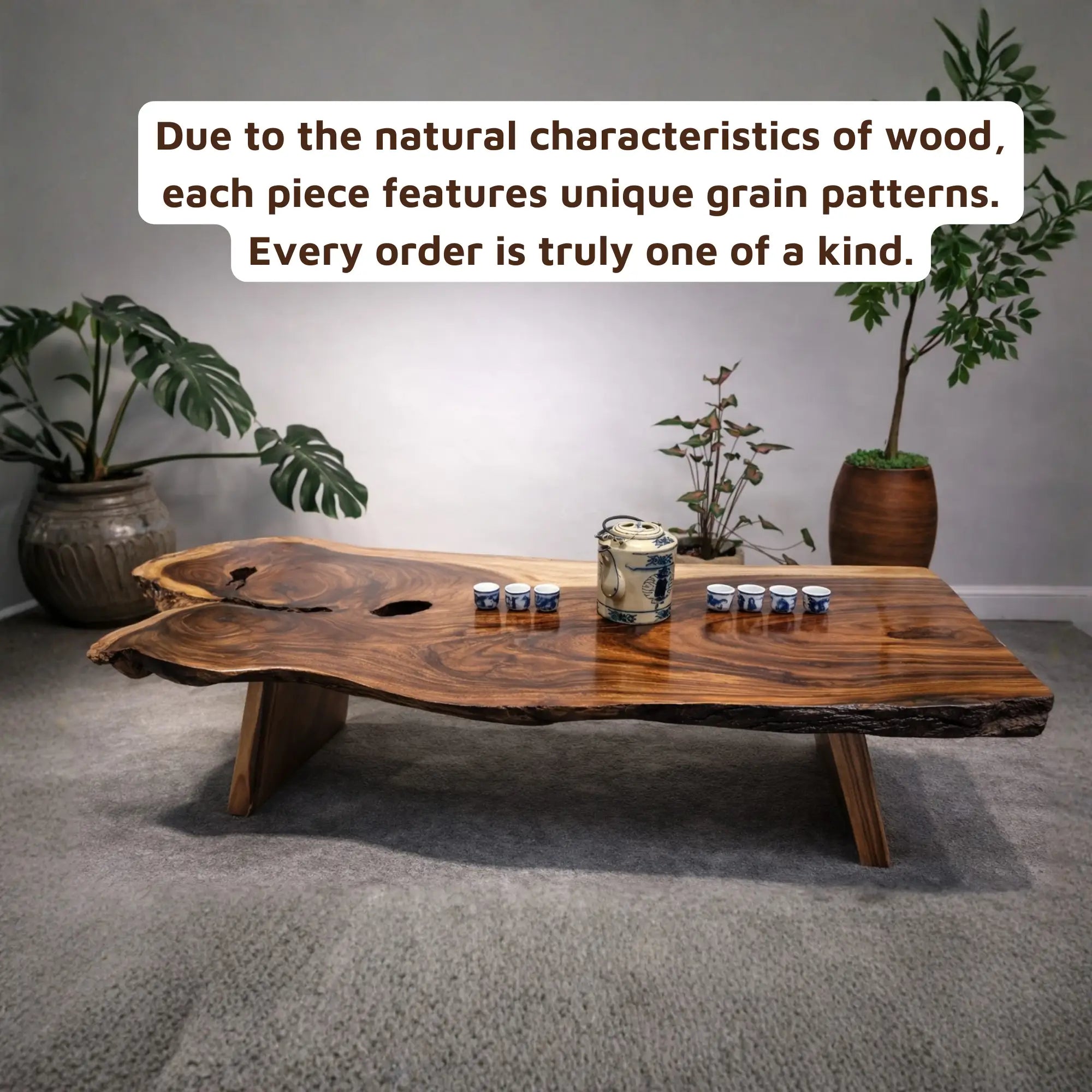 Live Edge Suar Wood Japanese Style Coffee Table CTICF25005