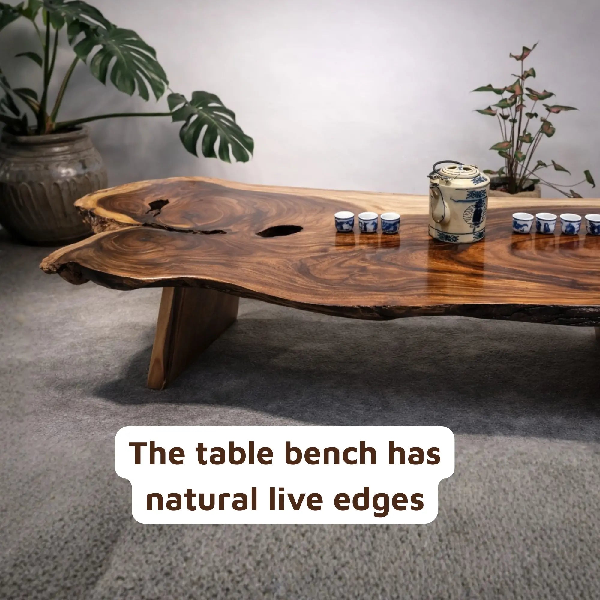 Live Edge Suar Wood Japanese Style Coffee Table CTICF25005