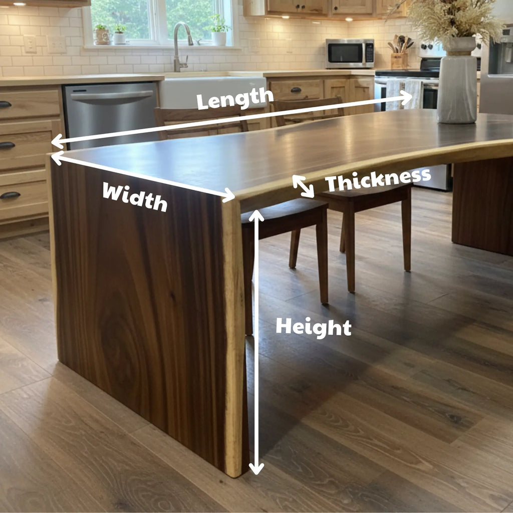 Live Edge Waterfall Kitchen Dining Table with Slab Legs CTIDN25001