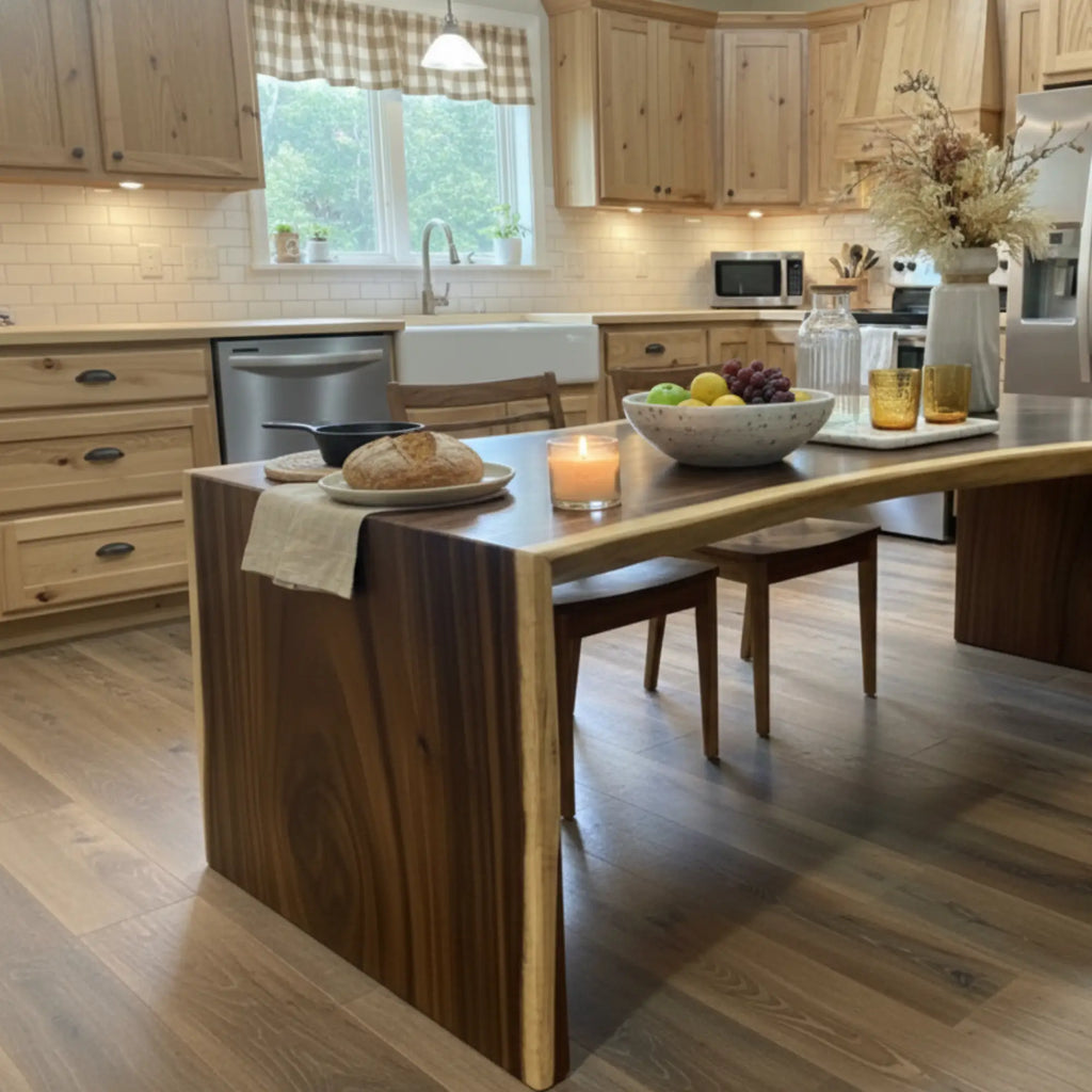 Live Edge Waterfall Kitchen Dining Table with Slab Legs CTIDN25001