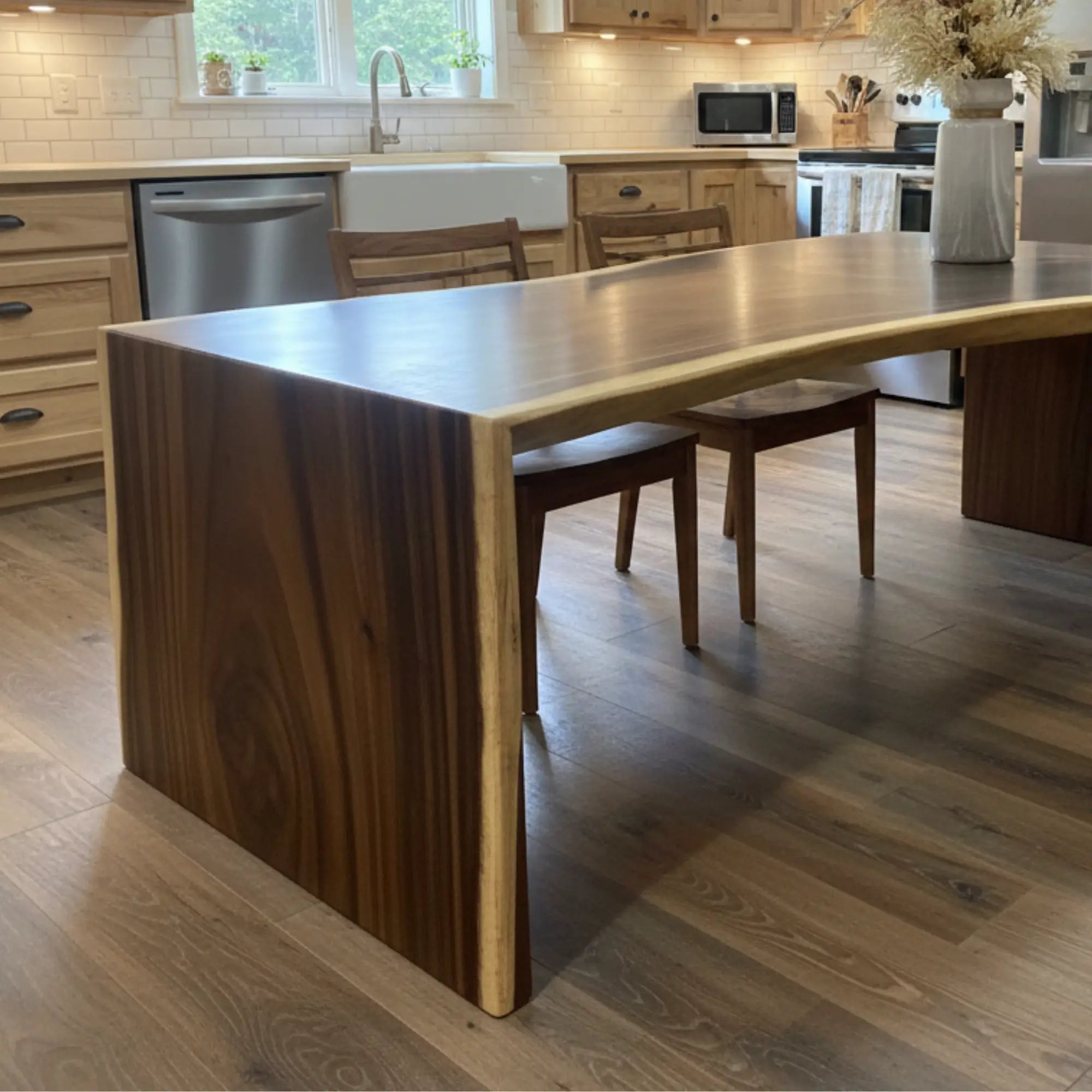 Live Edge Waterfall Kitchen Dining Table with Slab Legs CTIDN25001