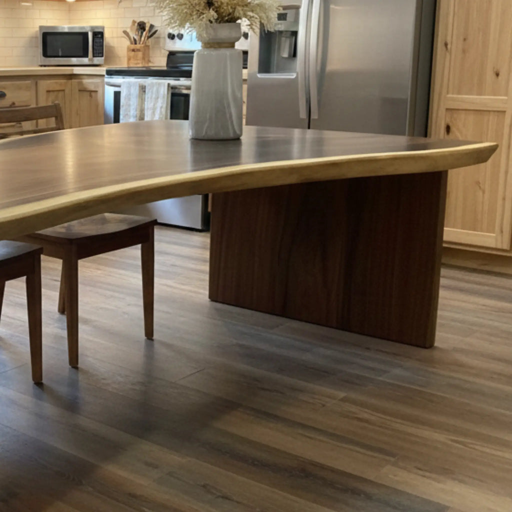 Live Edge Waterfall Kitchen Dining Table with Slab Legs CTIDN25001