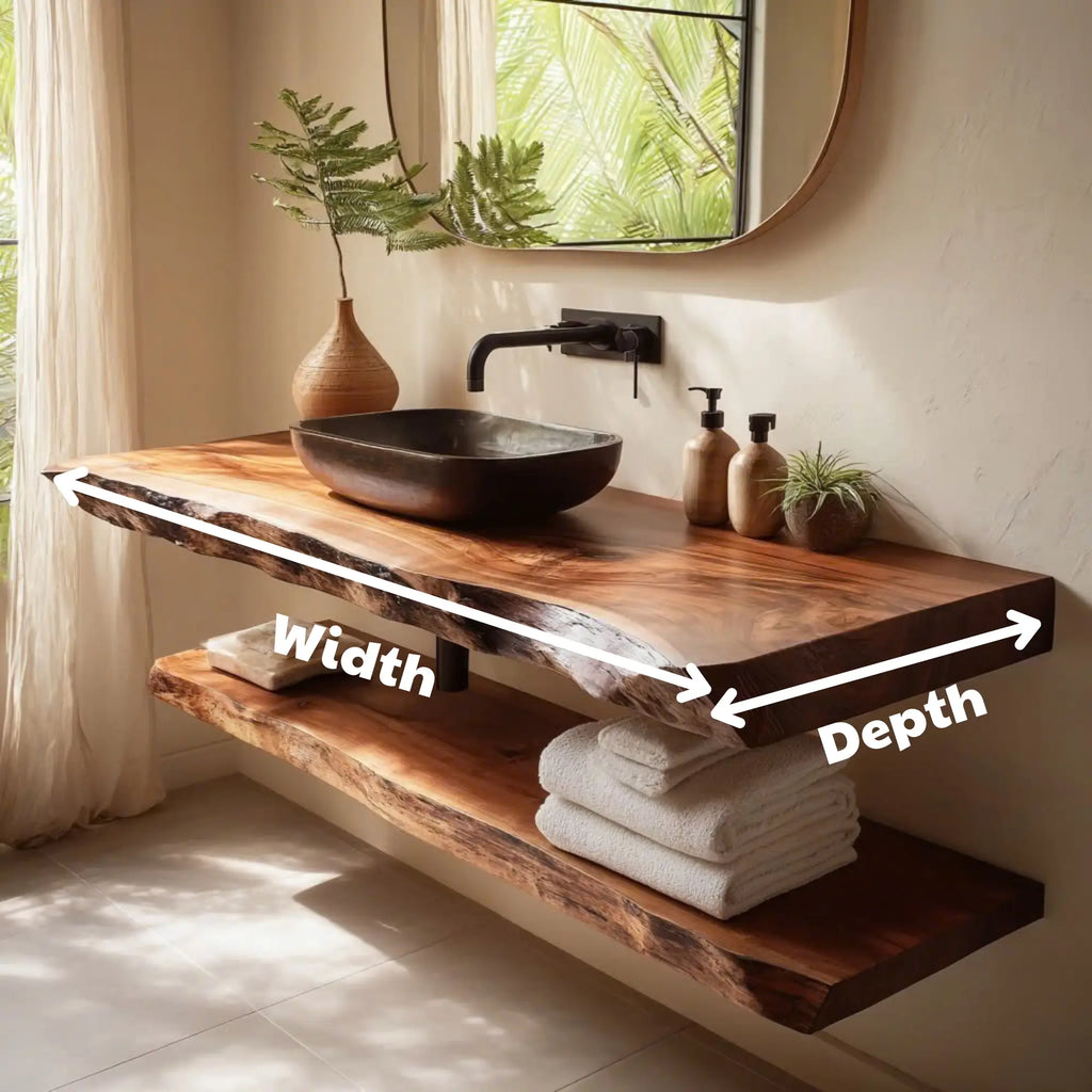 Live Edge Wood Floating Bathroom Vanity Shelf CTIBRV25006