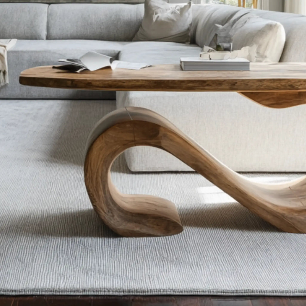 Mid-Century Organic Wave-Form Suar Wood Table Base CTIBAS25004