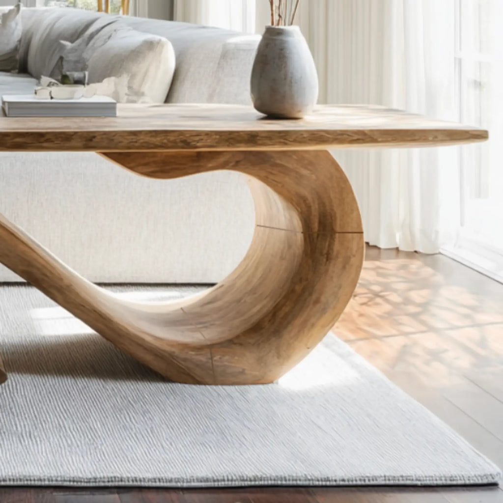 Mid-Century Organic Wave-Form Suar Wood Table Base CTIBAS25004