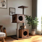 Mid Century Modern Wood Cat Tree Tower CTICAT25001