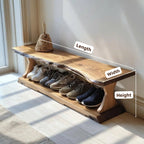 Mid Century Natural Wood Shoe Storage Bench Hallway CTIBE25002