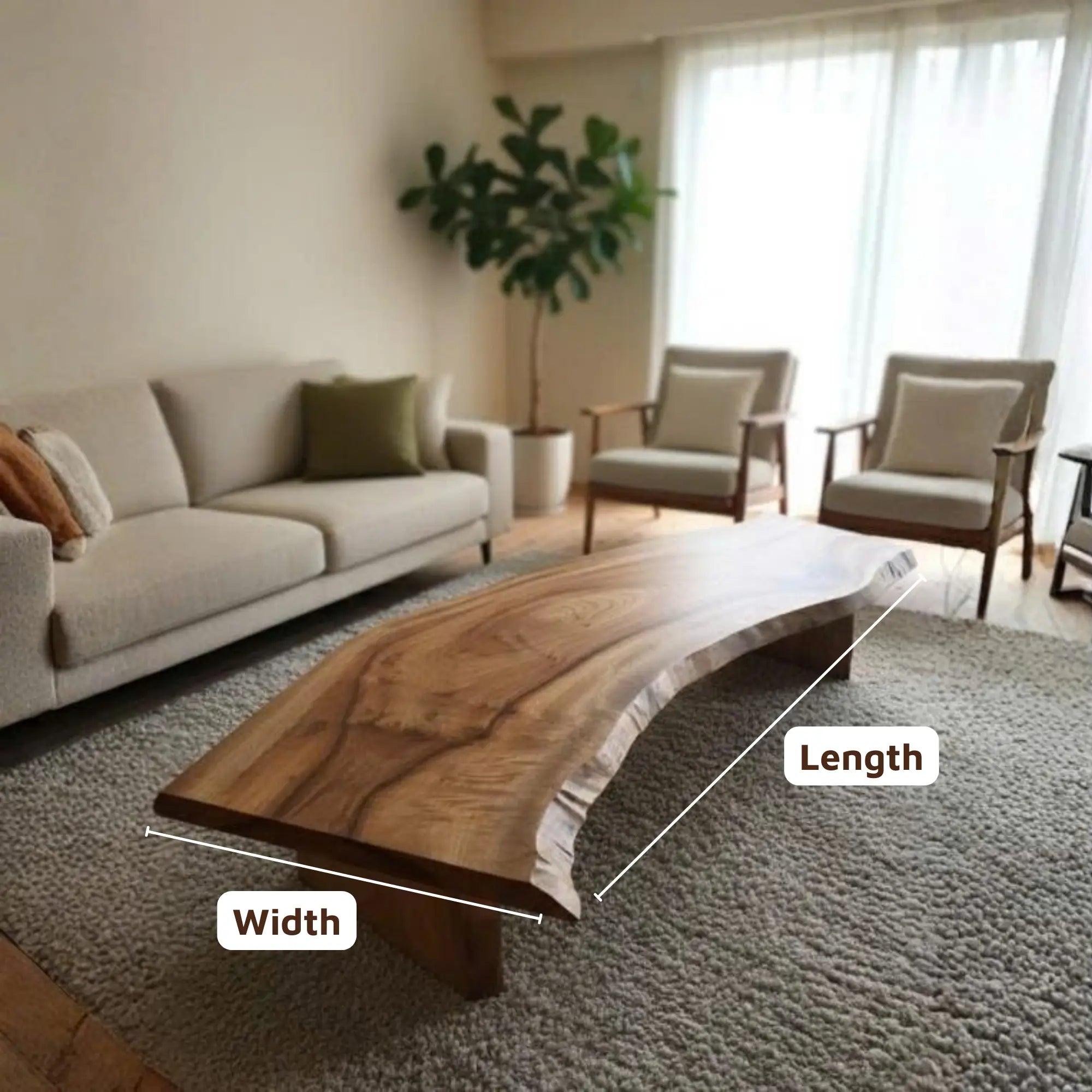 Minimalist Live Edge Suar Wood Low Coffee Table CTICF25004
