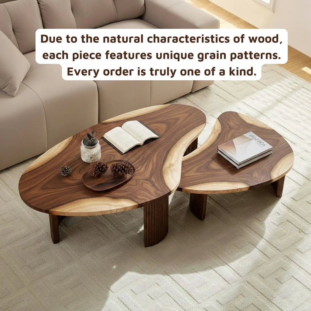 Modern Freeform Organic Curved Suar Wood Nesting Coffee Table CTINE25001