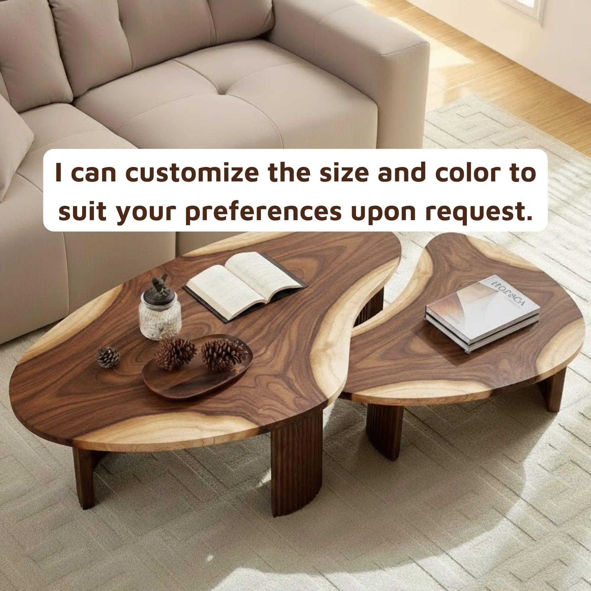 Modern Freeform Organic Curved Suar Wood Nesting Coffee Table CTINE25001