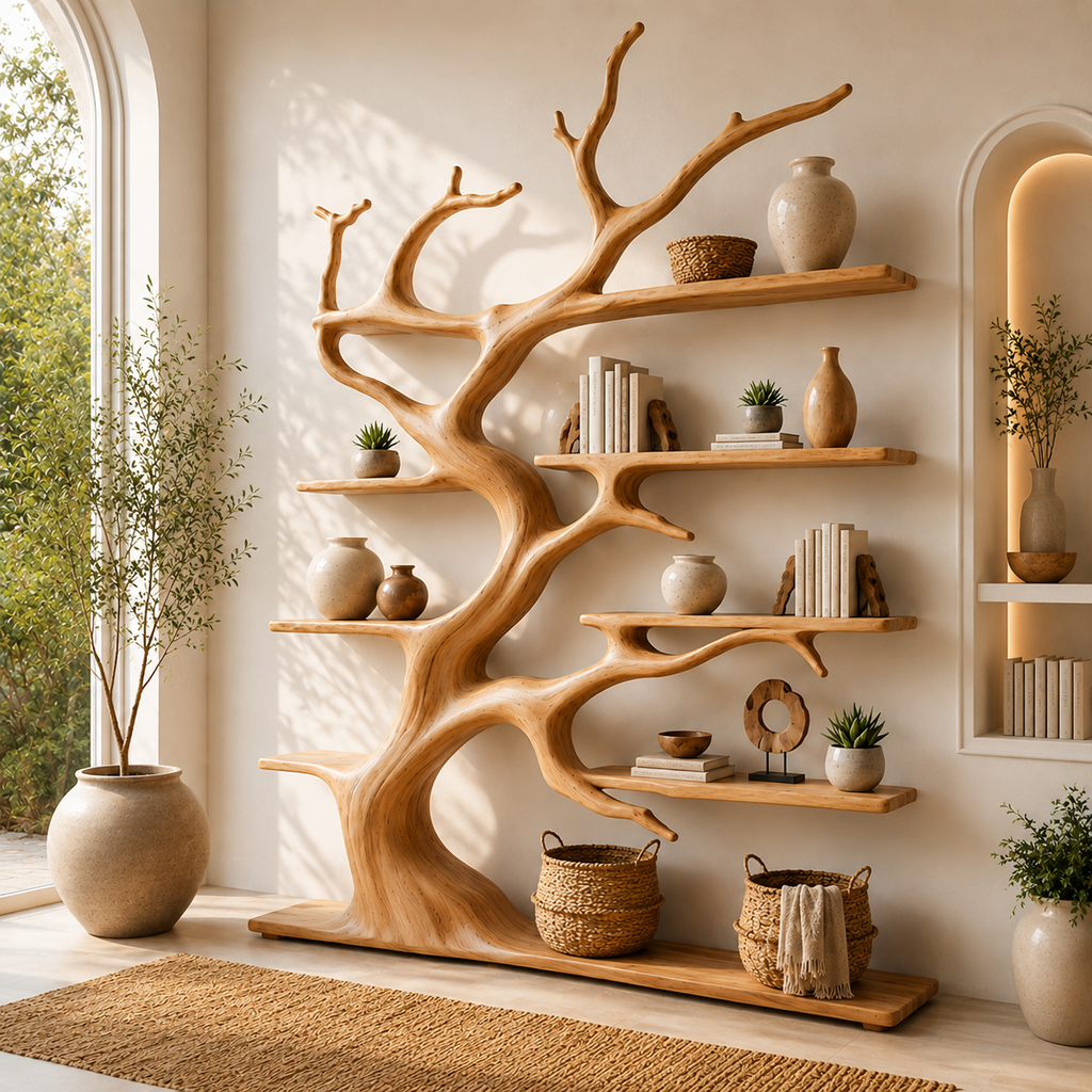 Natural Driftwood Tree Floating Bookshelf CTITB25011