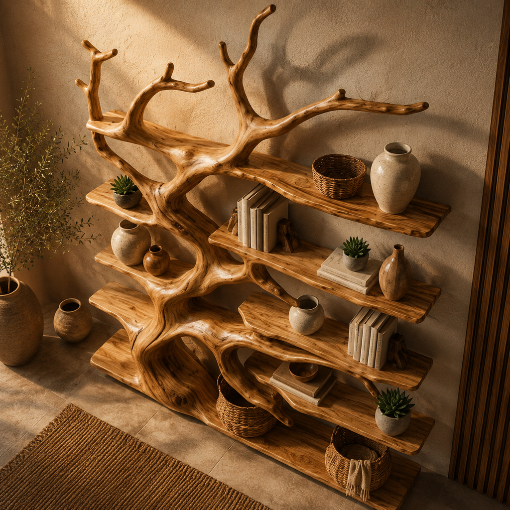 Natural Driftwood Tree Floating Bookshelf CTITB25011