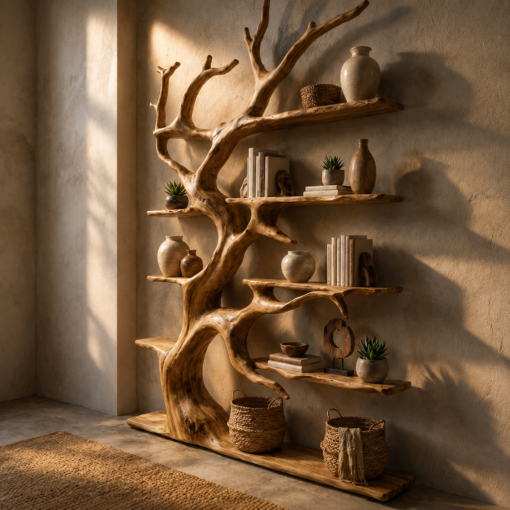 Natural Driftwood Tree Floating Bookshelf CTITB25011