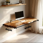Natural Edge Wood Wall Mounted Floating Writing Desk CTIDE25002