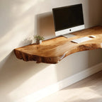 Natural Edge Wood Wall Mounted Floating Writing Desk CTIDE25002