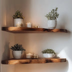 Natural Grain Wooden Corner Shelf for Minimal and Rustic Rooms CTICN25004