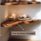 Natural Grain Wooden Corner Shelf for Minimal and Rustic Rooms CTICN25004