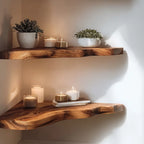Natural Grain Wooden Corner Shelf for Minimal and Rustic Rooms CTICN25004