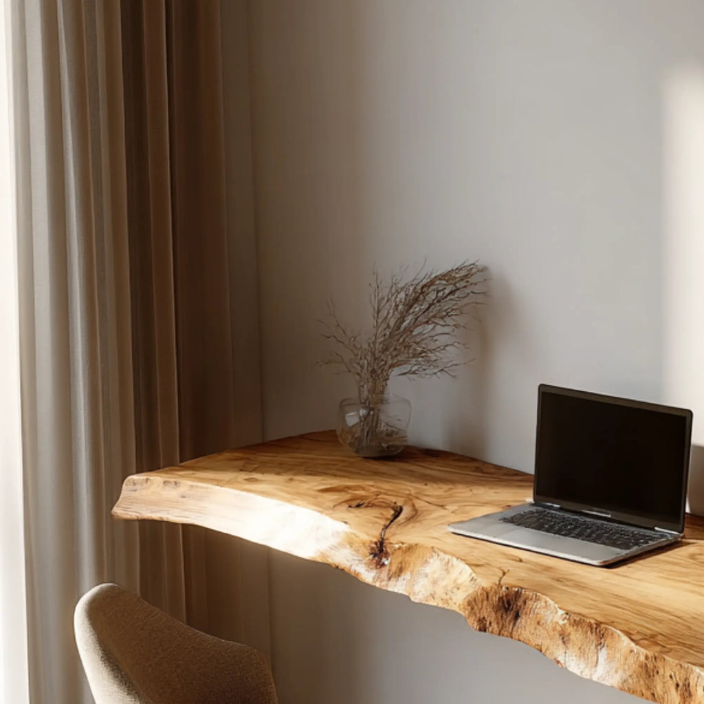 Natural Live Edge Suar Wood Wall Mounted Floating Desk CTIDE25001