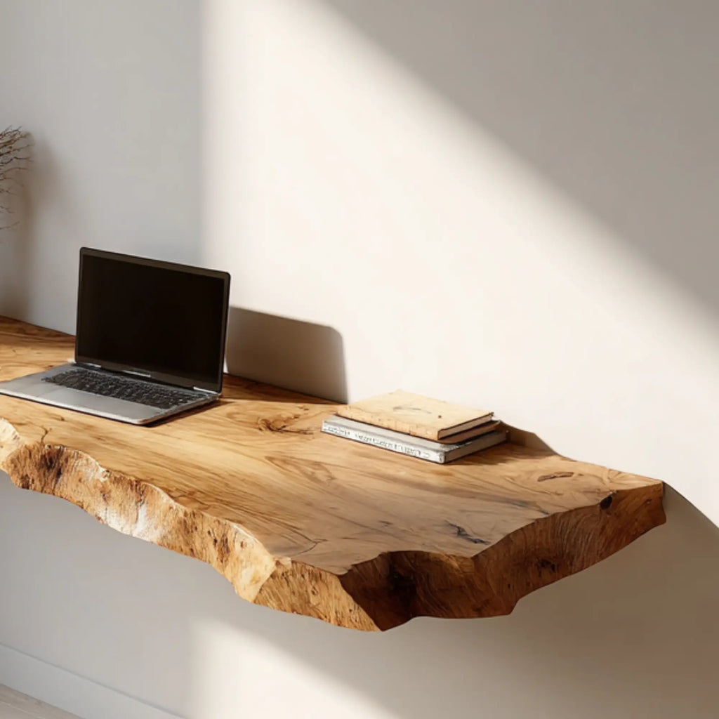 Natural Live Edge Suar Wood Wall Mounted Floating Desk CTIDE25001