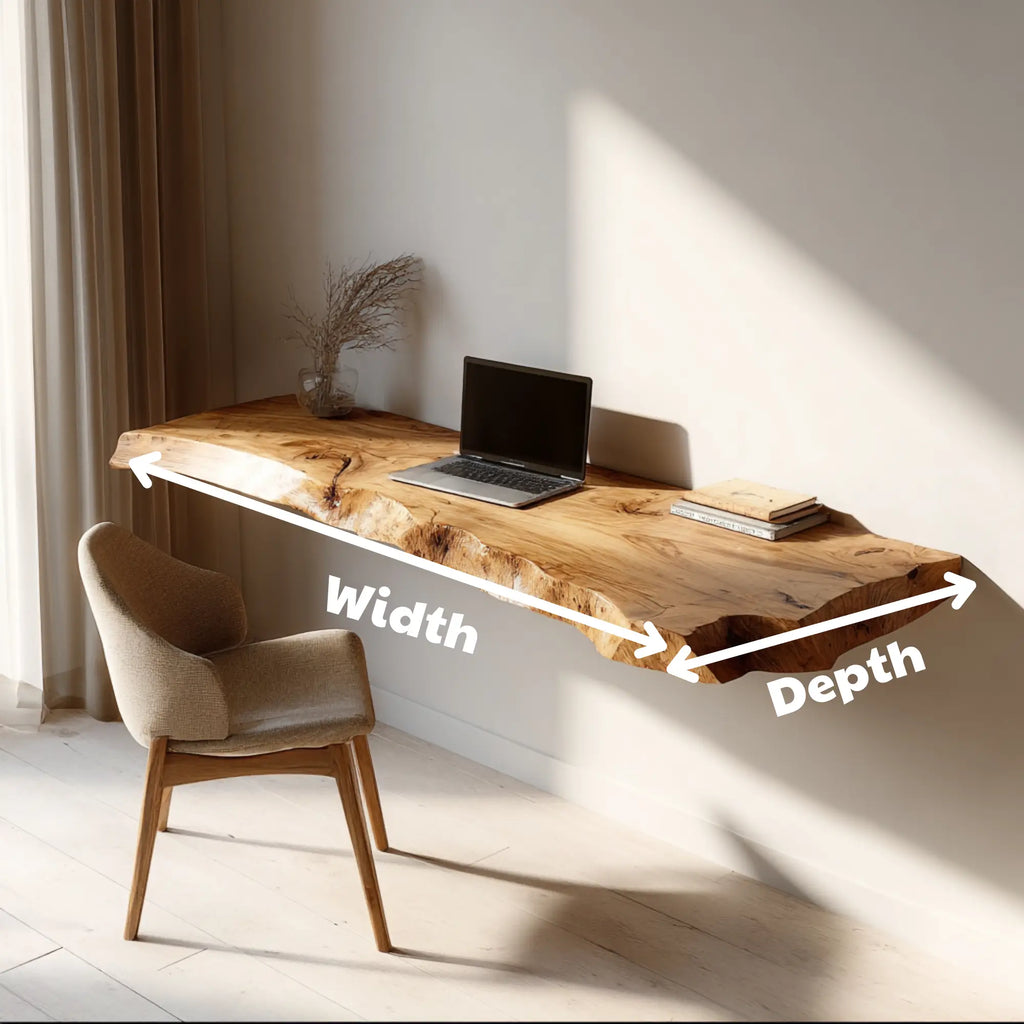 Natural Live Edge Suar Wood Wall Mounted Floating Desk CTIDE25001