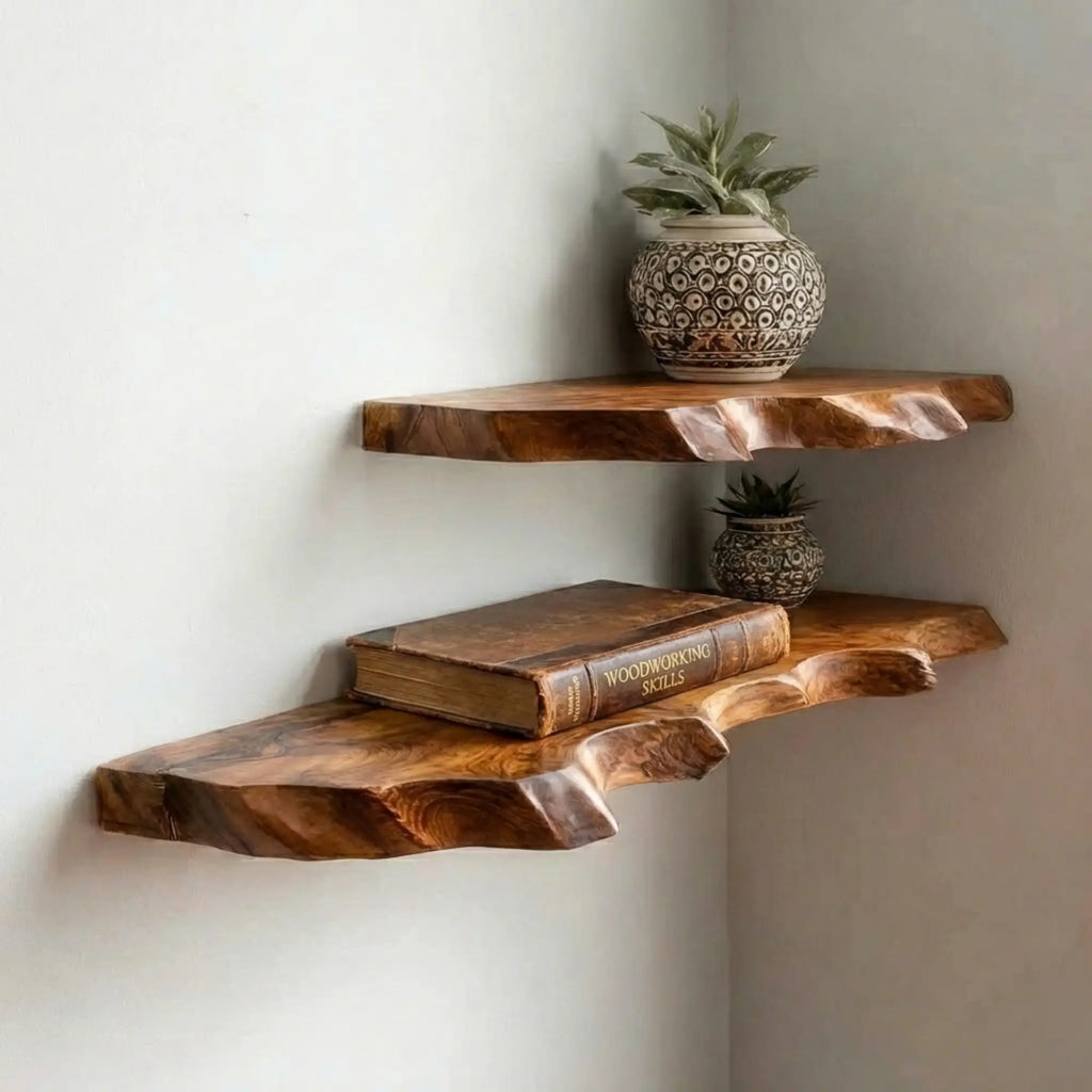 Natural Live Edge Wood Floating Shelves CTIFL25017