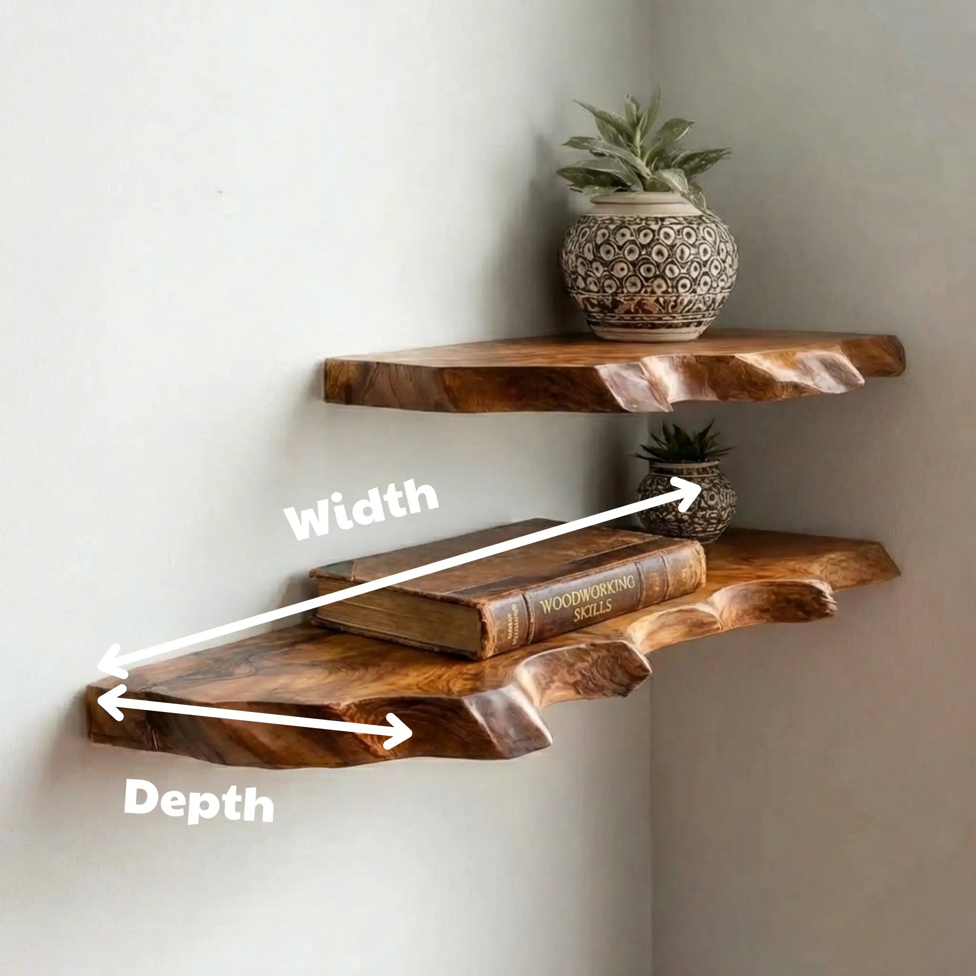 Natural Live Edge Wood Floating Shelves CTIFL25017