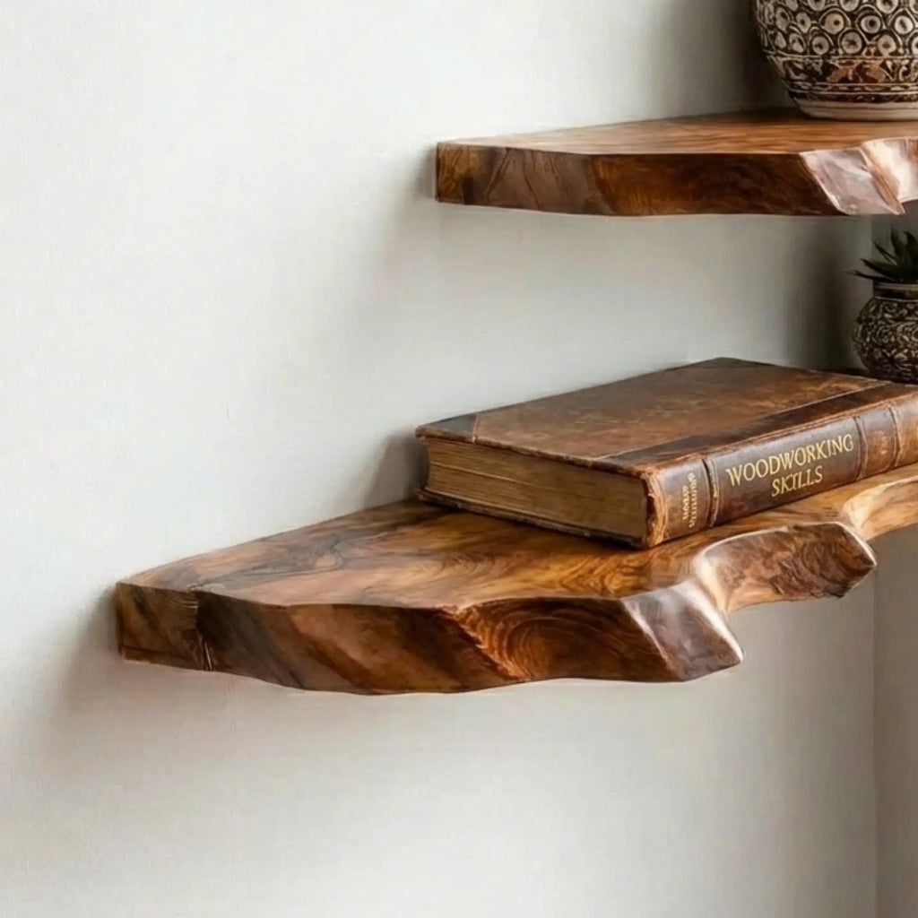 Natural Live Edge Wood Floating Shelves CTIFL25017