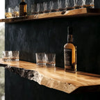 Natural Live Edge Wood Floating Whiskey Shelf CTIBAR25002