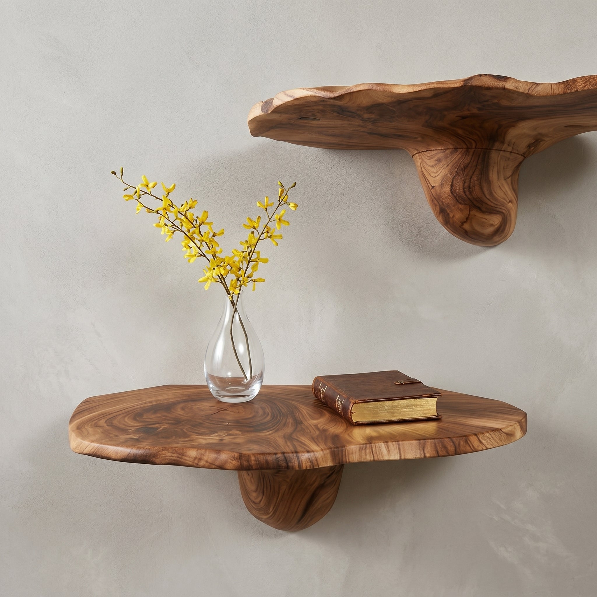 Natural Mushroom Wood Floating Shelf CTIMR25002