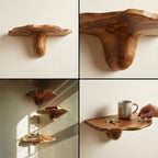 Natural Mushroom Wood Floating Shelf CTIMR25002