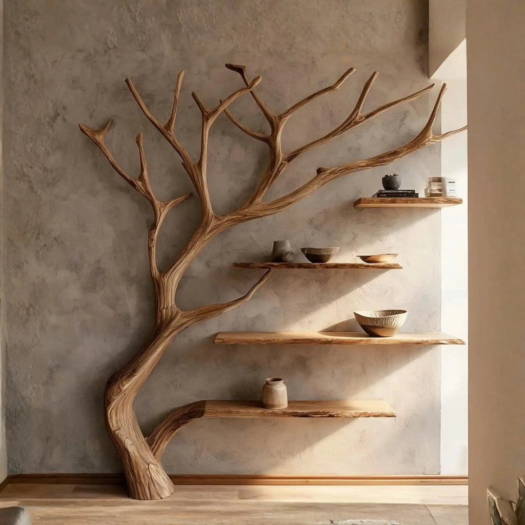 Natural Tree Branch Wall Shelf with Floating Wood Shelves CTITB25001