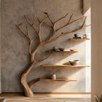 Natural Tree Branch Wall Shelf with Floating Wood Shelves CTITB25001