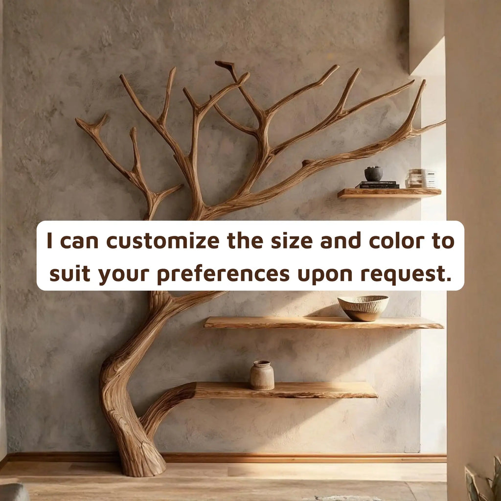 Natural Tree Branch Wall Shelf with Floating Wood Shelves CTITB25001