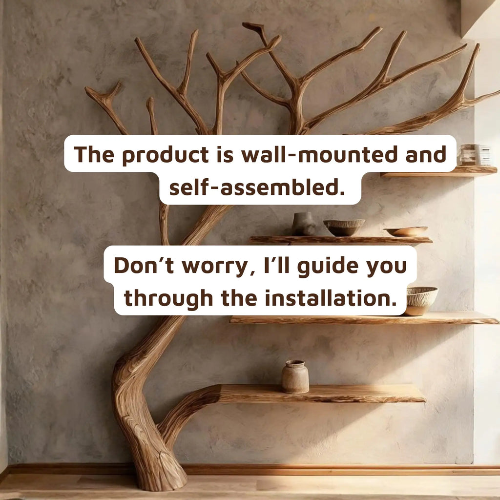 Natural Tree Branch Wall Shelf with Floating Wood Shelves CTITB25001