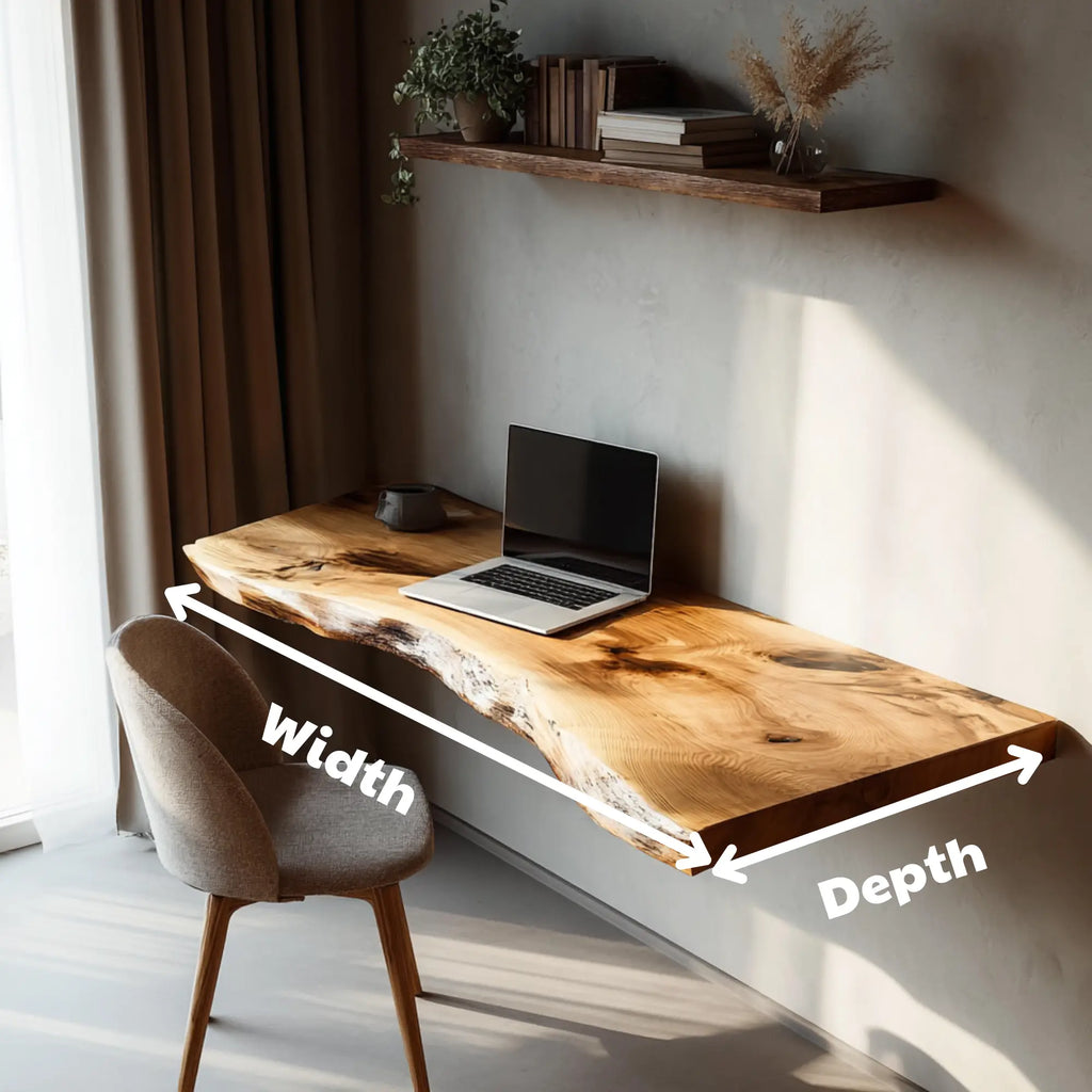 Organic Edge Solid Wood Floating Writing Desk for Home Office CTIDE25003