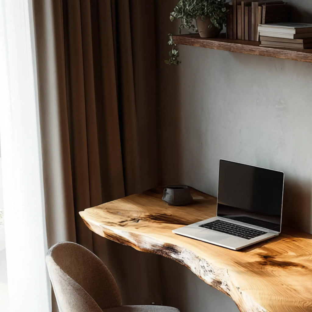 Organic Edge Solid Wood Floating Writing Desk for Home Office CTIDE25003