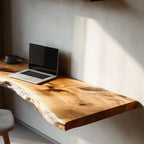 Organic Edge Solid Wood Floating Writing Desk for Home Office CTIDE25003