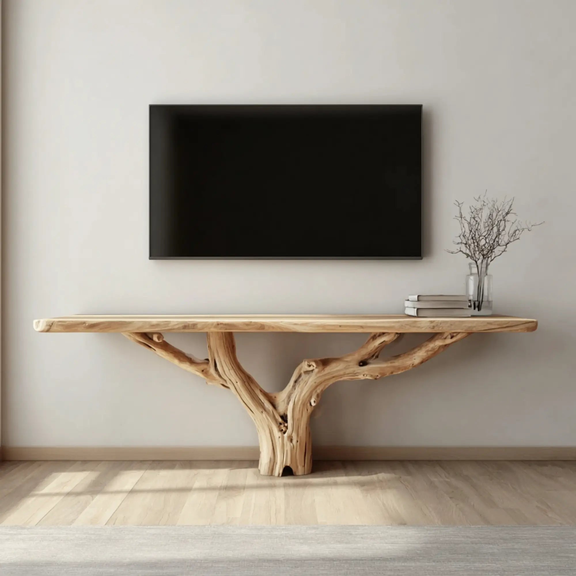 Organic Modern Live Edge Wood Tree Trunk Console TV Stand CTITV25006