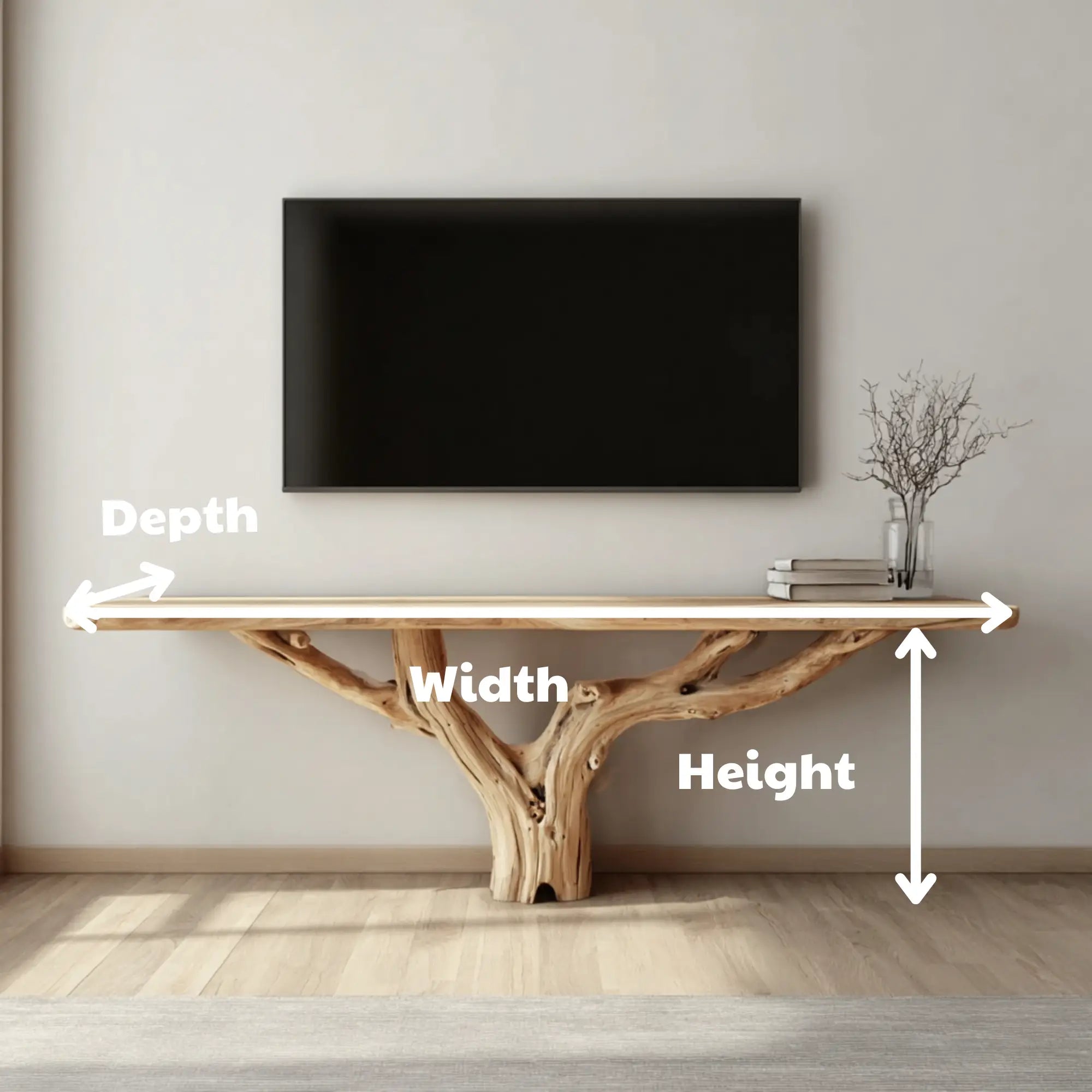 Organic Modern Live Edge Wood Tree Trunk Console TV Stand CTITV25006