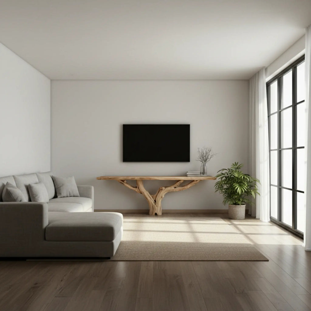 Organic Modern Live Edge Wood Tree Trunk Console TV Stand CTITV25006