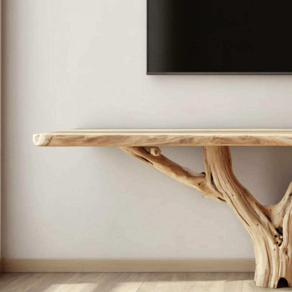 Organic Modern Live Edge Wood Tree Trunk Console TV Stand CTITV25006
