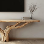 Organic Modern Live Edge Wood Tree Trunk Console TV Stand CTITV25006