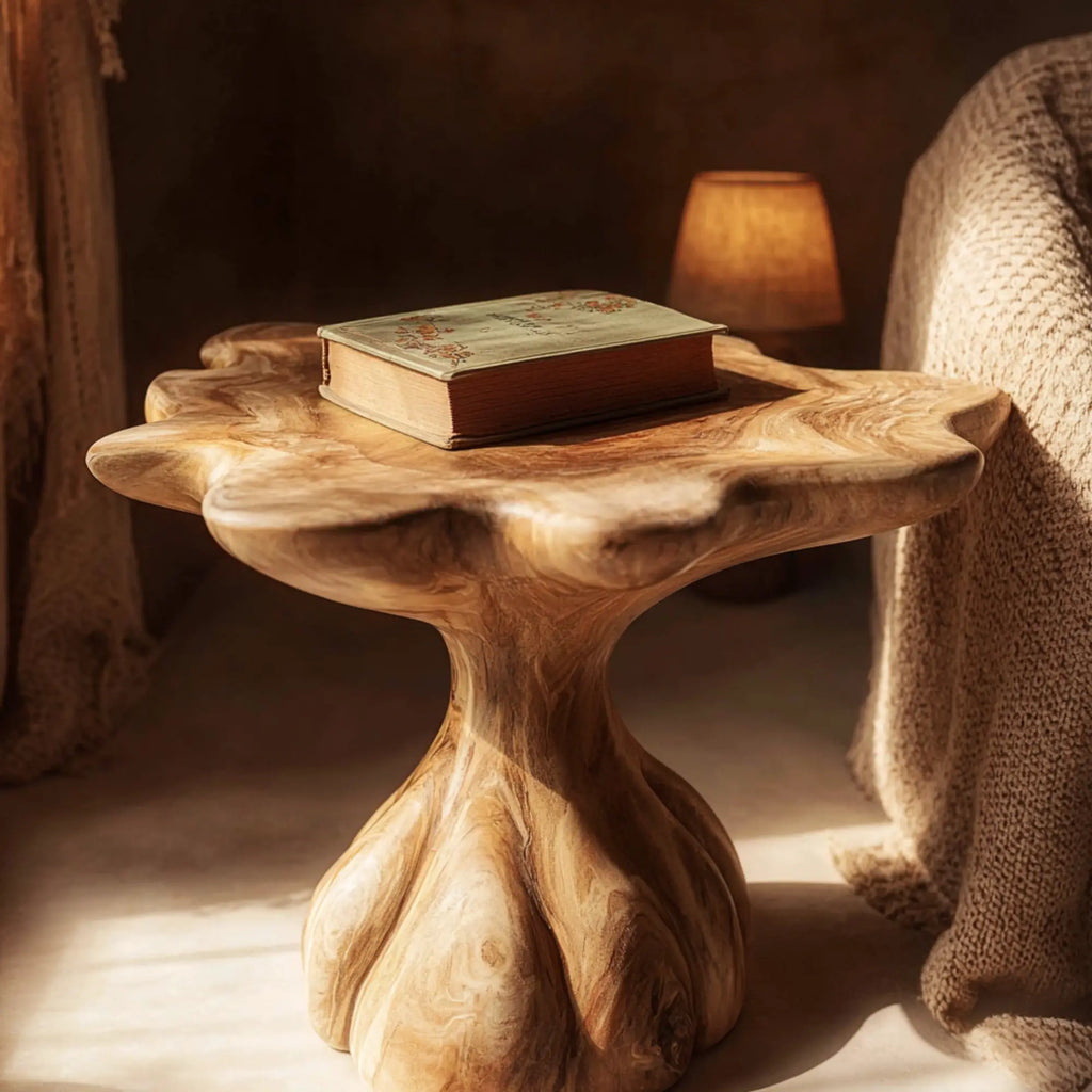 Organic Sculptural Solid Wood Mushroom End Table CTIEN25001