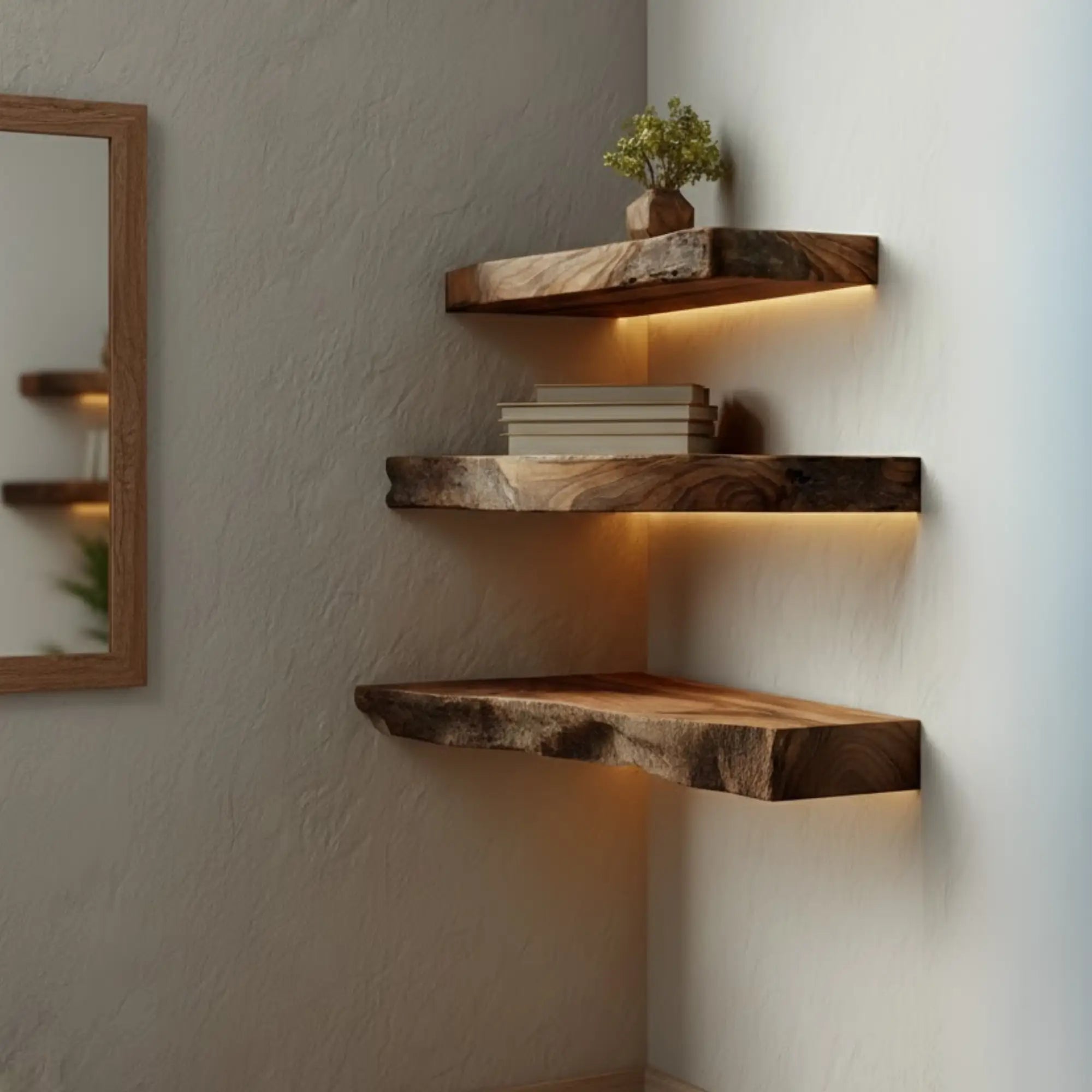 Rustic Floating Corner Shelf Living Room Decor CTICN25009