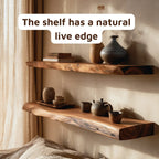 Rustic Floating Nightstand Live Edge Bedside Shelves CTIFL25015