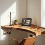Rustic Handmade Live Edge Wood Corner Floating Desk CTIDE25004