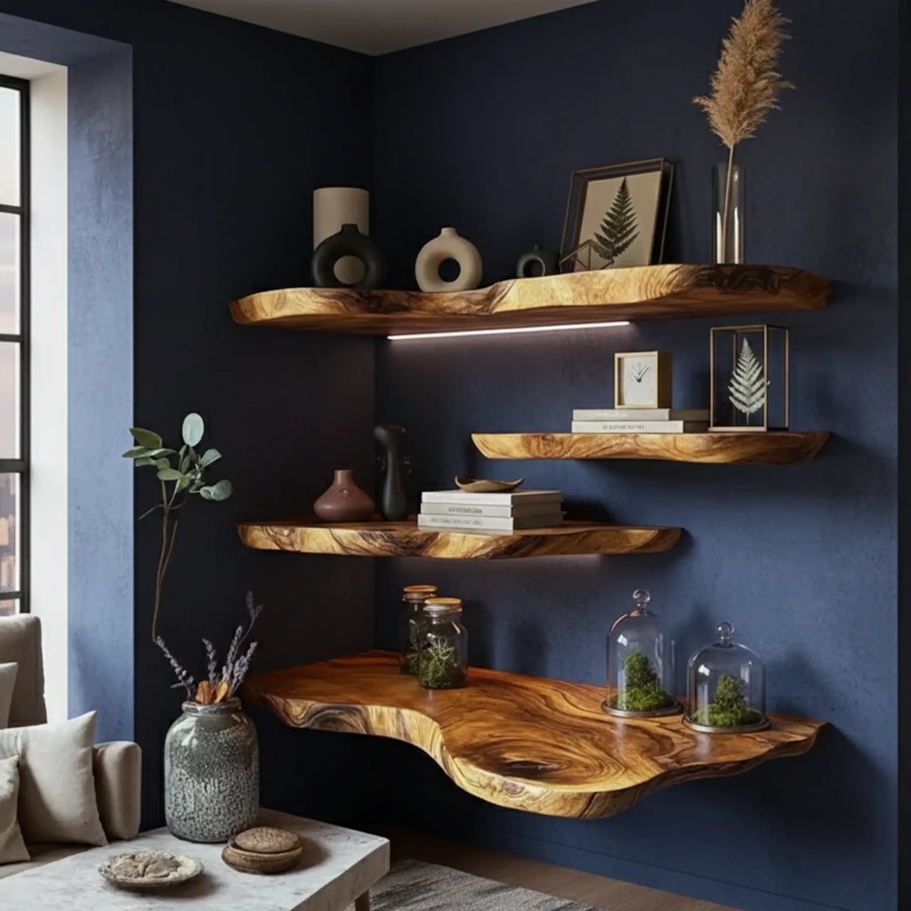 Rustic Live Edge Floating Shelves  Decor Office Gift CTIFL25012