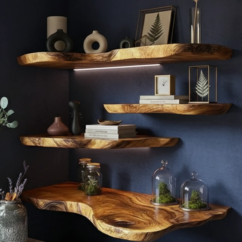 Rustic Live Edge Floating Shelves  Decor Office Gift CTIFL25012